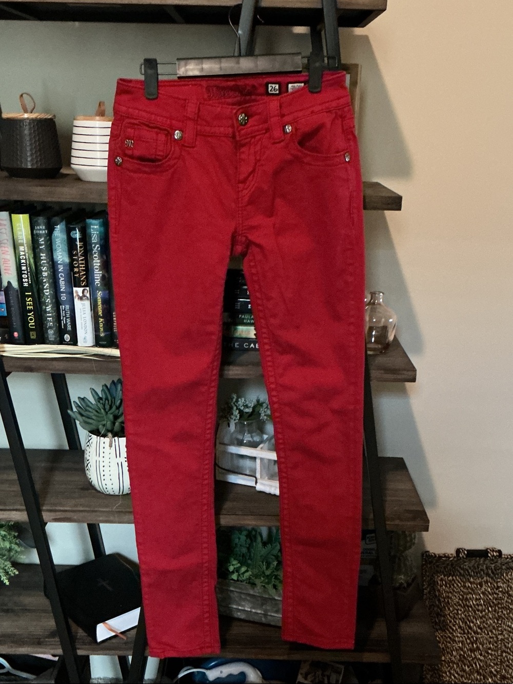 Miss Me Red Skinny Jeans Mid Rise Size 26